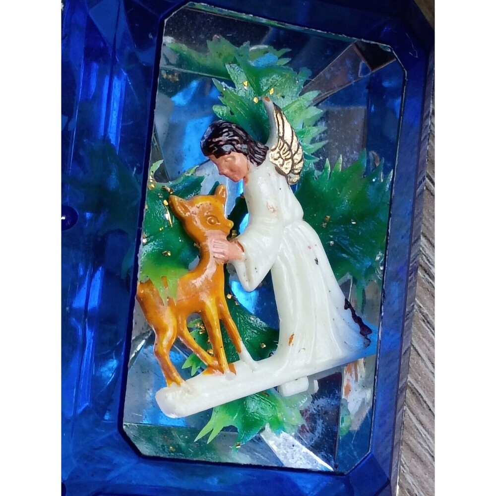 Vintage Jewel Brite 1960's Christmas Tree Ornaments Angels Plastic Diamond Shape - Picture 4 of 16